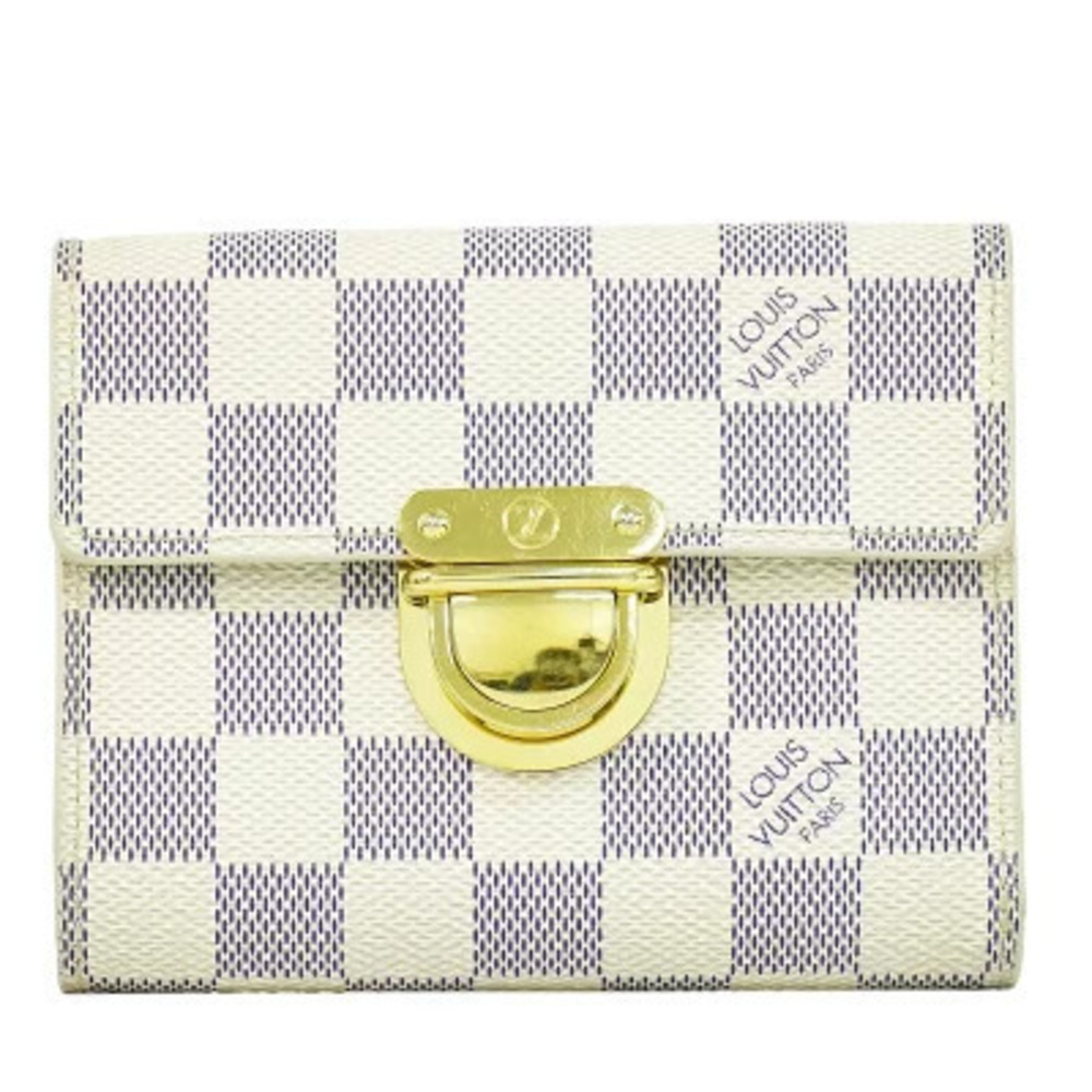 Louis Vuitton LV Portefeuille Koala Damier Wallet Canvas Leather Azur White